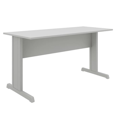 Mesa Escritório 1,50×0,60m – sem Gavetas – Job – Cinza/Cinza – 43098