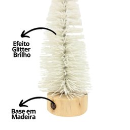 Mini Pinheiro Decorativo Branco Base Tronco Madeira 16cm - Art Christmas - 3