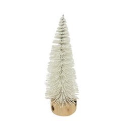 Mini Pinheiro Decorativo Branco Base Tronco Madeira 16cm - Art Christmas - 1