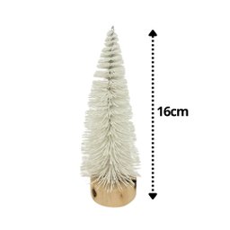 Mini Pinheiro Decorativo Branco Base Tronco Madeira 16cm - Art Christmas - 4