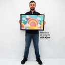 Ver imagem 2 de Quadro Decorativo Arco Iris em Moldura Caixa Tacolado Moldura Trad 1cm Branca com Vidro 40 X 60cm