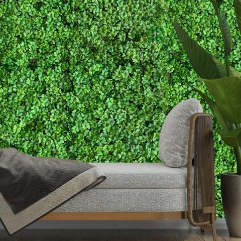 24 Plantas Artificiais Folhagem Trevo para Jardim Vertical e Decoração Interna Salas e Escritório