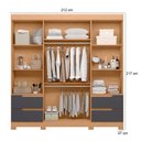 Ver imagem 2 de Guarda Roupa Solteiro Vivacce 4 Portas com Espelho e Cômoda Duetto Freijo Titanium- Móveis Albatroz