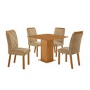 Ver imagem 2 de Conjunto Mesa de Jantar 90cm com 4 Cadeiras Estofadas Multimóveis Crrft-CON048 Madeirado/Bege