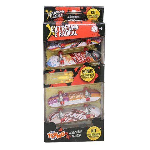 Kit com 4 Skates Colecionáveis Extremo e Radical - Toyng