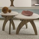 Ver imagem 1 de Conjunto 2 Peças Sala Estar Apoio e Mesa de Centro Jade Marrom Pinho/Off White