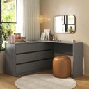 Ver imagem 1 de Penteadeira de Canto 120cm 6 Gavetas Flex Multimóveis Mp4404 Grafite