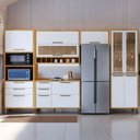 Ver imagem 1 de Armário de Cozinha Modulada com Balcão e Tampo 11 Portas 5 Gavetas Ágata 100% Mdf Vidro Reflecta Amê