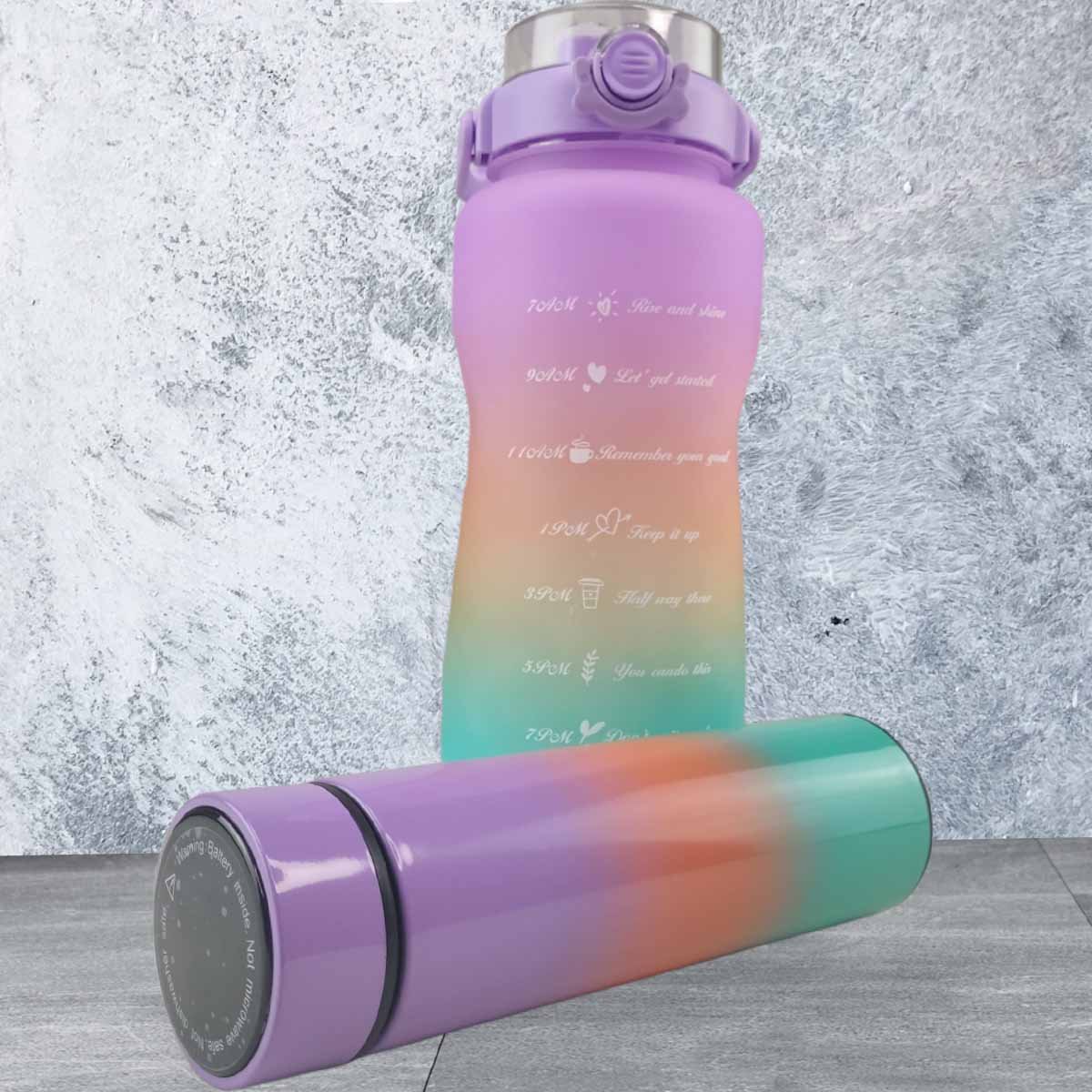 Garrafa Motivacional Squeeze Termica Sensor Temperatura Kit 2 Uni Visor Led Agua Bebidas Estudos Cas - 7