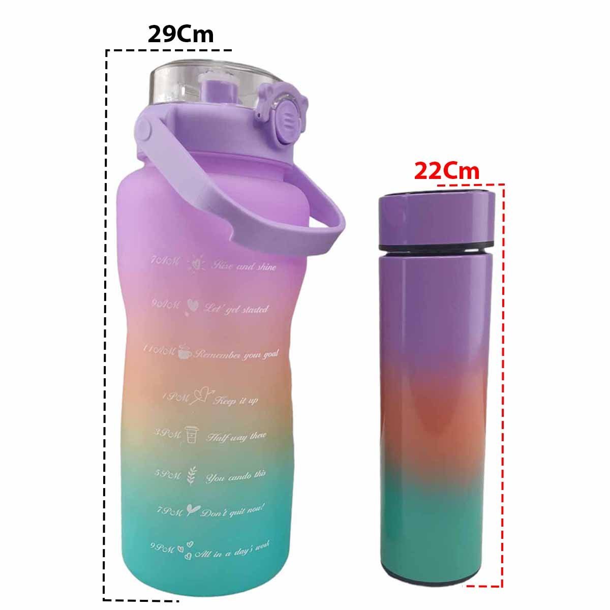 Garrafa Motivacional Squeeze Termica Sensor Temperatura Kit 2 Uni Visor Led Agua Bebidas Estudos Cas - 2