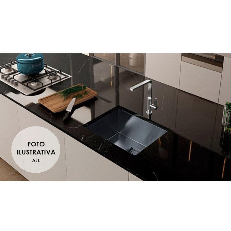 Cuba Pia Inox Prata Quadrada 54x36 Cozinha Gourmet AJL STORE CUBA INOX - 6