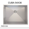 Cuba Pia Inox Prata Quadrada 54x36 Cozinha Gourmet AJL STORE CUBA INOX - 4