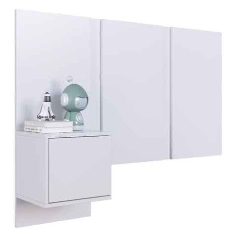 Cabeceira Solteiro com Mesa de Cabeceira 122cm Multimóveis Cr35453 Branco