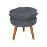 Kit 2 Puffs Pétala Pés De Madeira Maciça Suede Cinza - Cor: Cinza - 3