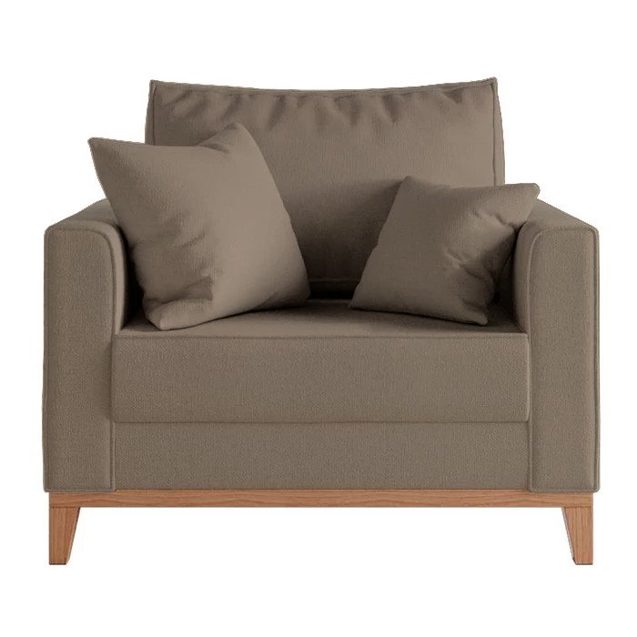 Poltrona Decorativa Pes e Base em Madeira Beny Suede Capuccino - 5