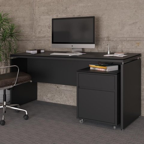 Conjunto de Escritório 2 Peças Mesa Gaveteiro 2 Gavetas Oslo