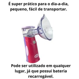 Inalador Nebulizador Portatil MESH Colors BABY Recarregavel Medicate Rosa - 2
