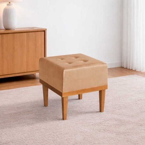 Puff Quadrado Acquablock Sala Quarto Banqueta Decorativo Terra Cotta