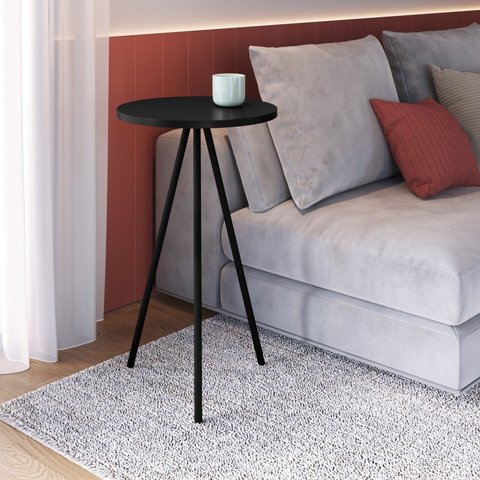 Mesa Lateral Redonda Alta Industrial Preto