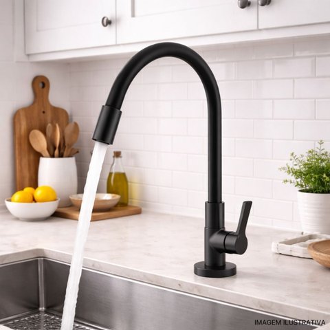 Torneira para Cozinha com Bica Autralis Preto/Matte Meber Metais
