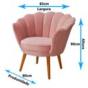 Ver imagem 2 de Poltrona Pétala Floral Decorativa com Pés de Madeira Rose