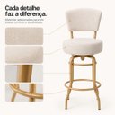 Ver imagem 4 de Kit 2 Banquetas Alta Bar Giratória Encosto Cor Dourado Fosco Assento Cor Linho Bege