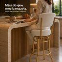 Ver imagem 7 de Kit 2 Banquetas Alta Bar Giratória Encosto Cor Dourado Fosco Assento Cor Linho Bege