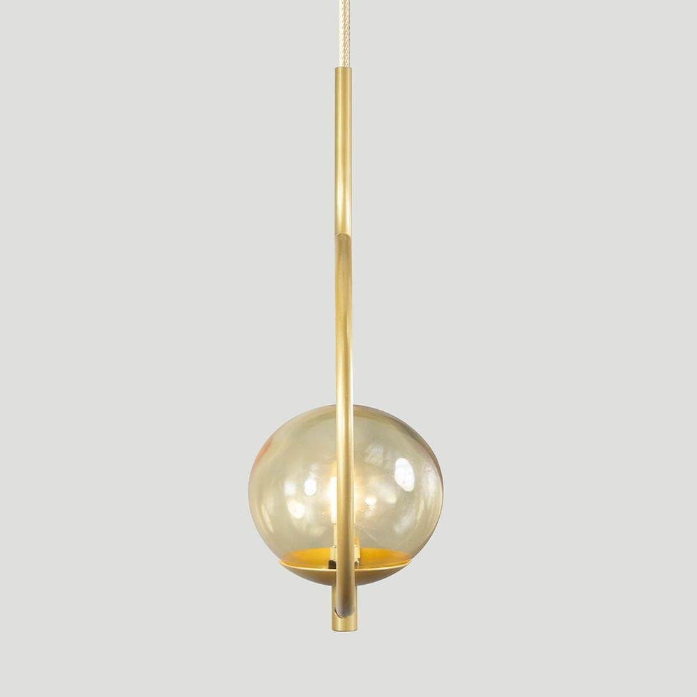 Pendente Lustre On Loop Dourado com Globo de Vidro Ambar - 8