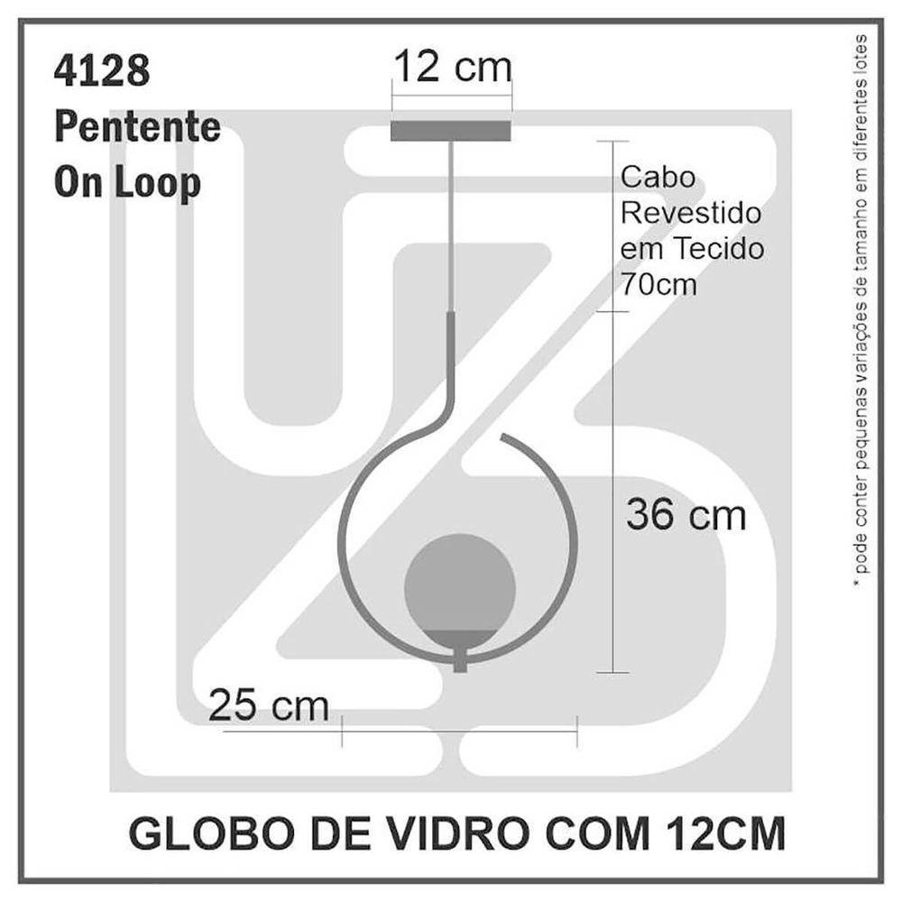 Pendente Lustre On Loop Dourado com Globo de Vidro Ambar - 3