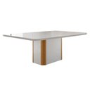 Ver imagem 5 de Sala Jantar Mesa Pietá Tampo C/ Vidro Curvo 120cm+4 Cadeiras Dakota Madeira Naturale/off White -