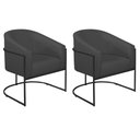 Ver imagem 2 de Kit 2 Poltronas Decorativa Jade Moderno Escritório Confortável Luxo Base de Ferro Preto Linho Cor