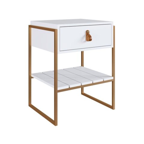 Mesa Cabeceira James com Gaveta 45cm Branco