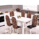 Ver imagem 1 de Kit 6 Capas Encosto de Cadeira de Aço Tubular Cozinha Malha Gel Estampa 5 Folhas Marrom