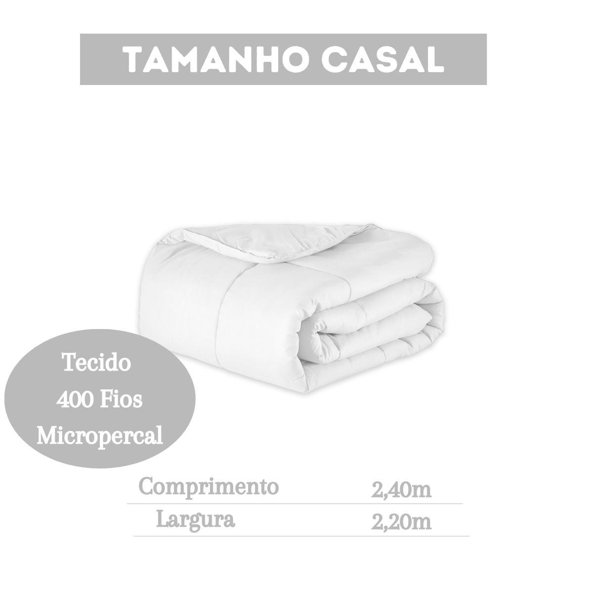 Coberta Casal Edredom Branco Micropercal 400 Fios Macio Top - 2