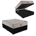 Ver imagem 1 de Cama Baú Casal Sintético + Colchão Casal Ortobom Airtech Molas 526598093 (65x138x188) Preto