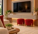 Ver imagem 5 de Kit 2 Puff Thor Decor Sala Quarto Casa Renassi Sued Vermelho Vermelho