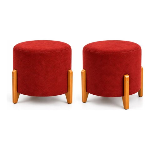 Kit 2 Puff Thor Decor Sala Quarto Casa Renassi Sued Vermelho Vermelho