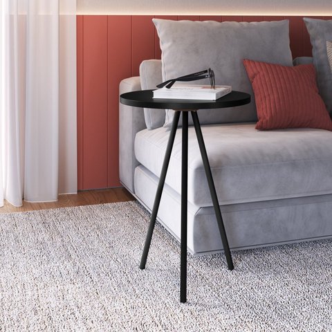 Mesa Lateral Redonda Baixa Industrial Preto