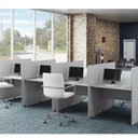 Ver imagem 1 de Conjunto Escritório 4 Peças 2 Mesas Estação de Trabalho e 2 Complementos de Mesa Espresso Móveis Cinza