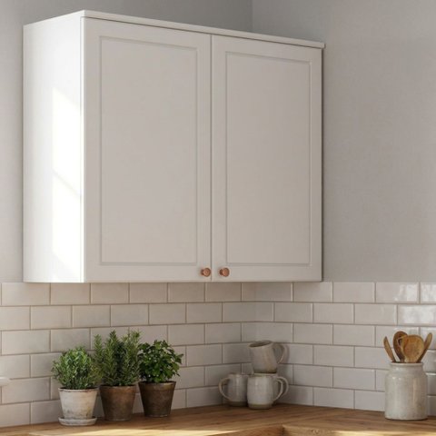 Armário Aéreo para Cozinha 2 Portas 80cm Americana Branco