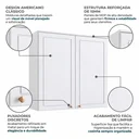 Ver imagem 5 de Armário Aéreo para Cozinha 2 Portas 80cm Americana Branco