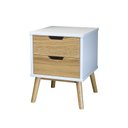 Ver imagem 2 de Mesa de Cabaceira 2 Gavetas em Madeira Maciça Lara Branco