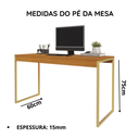 Ver imagem 5 de Mesa de Escritório Industrial para Computador com Pé de Ferro Estudos 90cm - Freijó/Dourada
