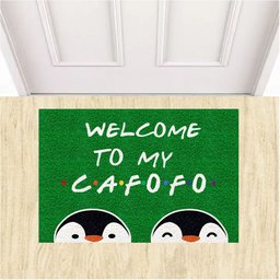 Tapete Capacho Divertido Welcome To My Cafofo Pinguins Lgbt.:verde Bandeira - 1 Tapete Capacho Divertido Welcome To My Cafofo Pinguins Lgbt.:verde Bandeira - 1
