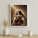 Ver imagem 1 de Quadro Santa Teresinha com Rosas 33x24cm - com Vidro:moldura Branca