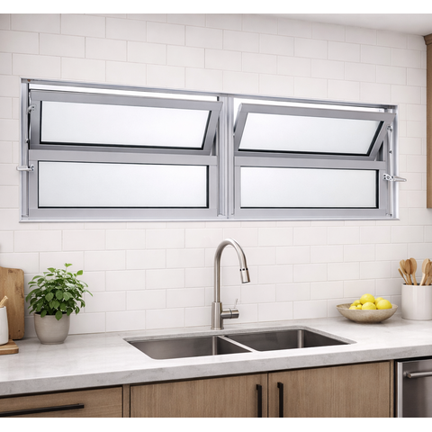 Vitro Basculante 2 Seções 40x120 Alumínio Branco Linha 25