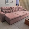 Sofá Retrátil Reclinável 8 Lugares 380cm com Pillow Veludo Rose Alasca Megasul - 1