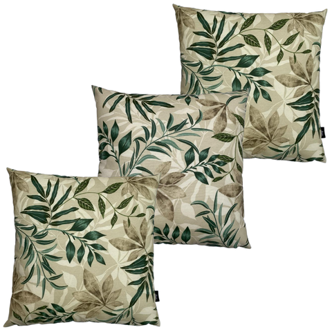 Kit 3 Almofadas Impermeável Antimofo Antiácaro Folhagens Verde Marrom Área Externa 45CMX45CM