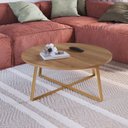 Ver imagem 1 de Mesa de Centro Redonda Industrial Complementos Marrom