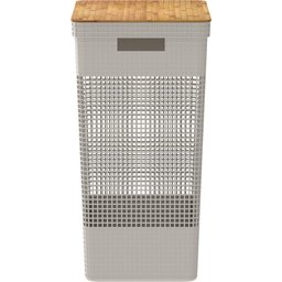 Cesto de Roupas Grid Com Tampa De Bambu 49l Bege - OU - 4